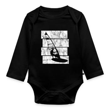 Windsurfing Windsurfers Retro Windsurfing Surfing - Organic Longsleeve Baby Bodysuit - black - Front