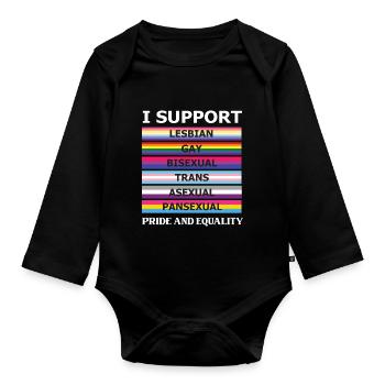 Rainbow Kleidung Regenbogen Mann Pride outfit - Baby Bio-Langarm-Body - Schwarz - Vorne
