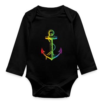 Rainbow Regenbogen Pride Homosexual Kleidung Mann - Baby Bio-Langarm-Body - Schwarz - Vorne