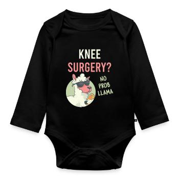 Drôle d’opération du genou ? No Prob Llama Reconstructive Medi - Body Bébé bio manches longues - noir - Devant