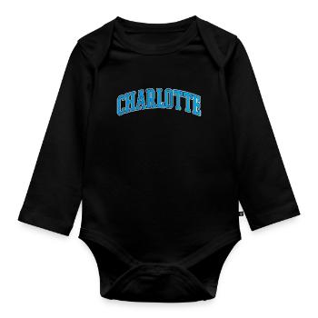 Charlotte Curved Varsity Arc - Organic Longsleeve Baby Bodysuit - black - Front