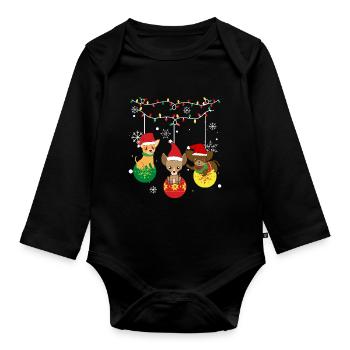 Chien Noël - Body Bébé bio manches longues - noir - Devant