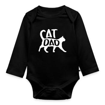 Chat Papa Meilleurs Chats Papa Fête des Pères - Body Bébé bio manches longues - noir - Devant