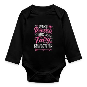 Every Princess Needs A Fairy Godmother - Organic Longsleeve Baby Bodysuit - black - Front