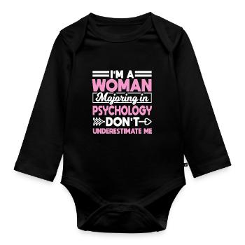 I'm A Woman Majoring In Psychology - Organic Longsleeve Baby Bodysuit - black - Front