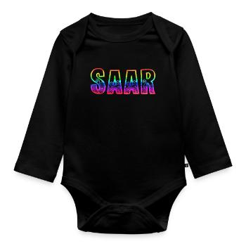saar rs regenbogen - Baby Bio-Langarm-Body - Schwarz - Vorne