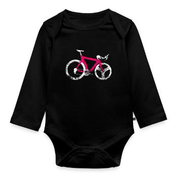 Time Trial Bike 98 | Grunge | Pink-White - Baby Bio-Langarm-Body - Schwarz - Vorne