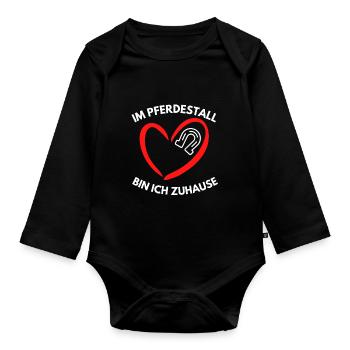 Reiten Pferdestall zuhause Pferd liebe geschenk - Baby Bio-Langarm-Body - Schwarz - Vorne