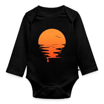sunset Design for a nature or holiday lover - Baby Bio-Langarm-Body - Schwarz - Vorne