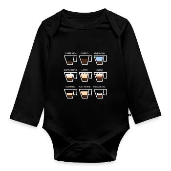 Amateur de café Barista Café Minimalisme Coffeeshop - Body Bébé bio manches longues - noir - Devant