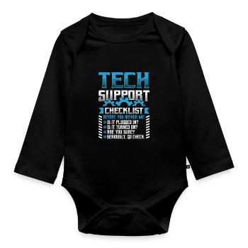 Drôle de liste de contrôle du support technique Helpdesk - Body Bébé bio manches longues - noir - Devant