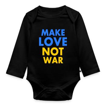 Make love not war - Organic Longsleeve Baby Bodysuit - black - Front