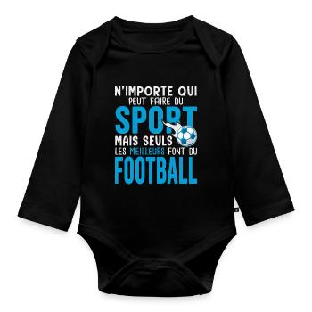 Cadeau foot football joueur de foot - Body Bébé bio manches longues - noir - Devant