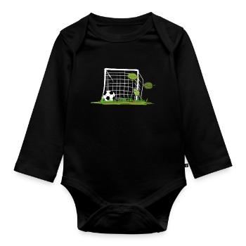 La feuille de football de but laisse le sport extérieur - Body Bébé bio manches longues - noir - Devant