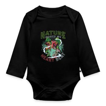 Nature makes my heart beat faster. - Organic Longsleeve Baby Bodysuit - black - Front