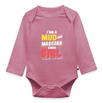 Je suis une fille faite de boue et de mascara - Body Bébé bio manches longues - mauve - Devant