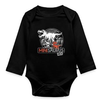 Minisaurus rex Cadeau garçon dinosaure - Body Bébé bio manches longues - noir - Devant