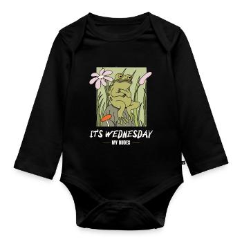 C’est mercredi mes mecs! Mème Grenouille - Body Bébé bio manches longues - noir - Devant