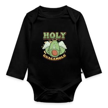 Sacred guacamole funny avocado - Organic Longsleeve Baby Bodysuit - black - Front