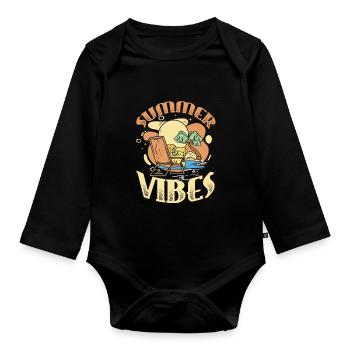 Summer Vibes Beach Club Sommerurlaub - Baby Bio-Langarm-Body - Schwarz - Vorne