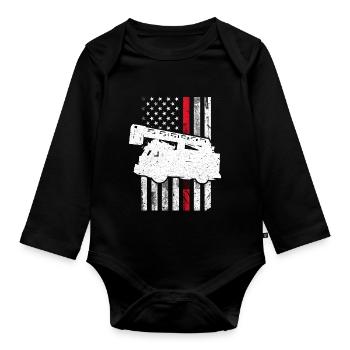 drapeau de pompier de camion américain Conception pour un camion américain - Body Bébé bio manches longues - noir - Devant
