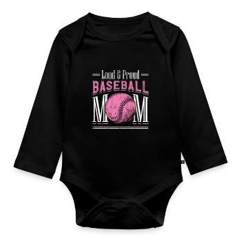 Laut und stolzer Baseball-Mutter - Baby Bio-Langarm-Body - Schwarz - Vorne