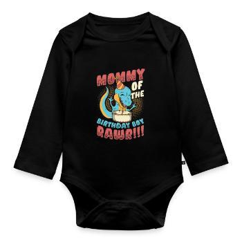 Dinosaure Maman d’Birthday Boy - Body Bébé bio manches longues - noir - Devant