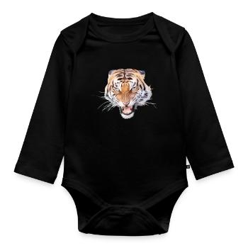 Wild Tiger - Wild Hissing - Wilderness - Organic Longsleeve Baby Bodysuit - black - Front