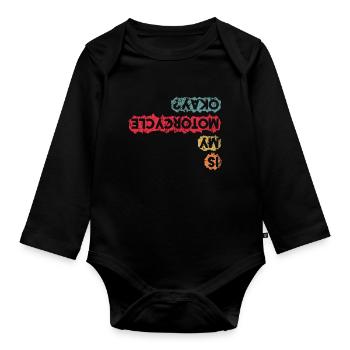 Gibt Wichtigeres Bobber Motorradfahrer Motorrad - Baby Bio-Langarm-Body - Schwarz - Vorne