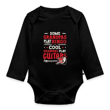 Cool grandpas play guitar - Organic Longsleeve Baby Bodysuit - black - Front