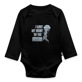 J’ai perdu mon cœur à cause des méduses de l’océan - Body Bébé bio manches longues - noir - Devant