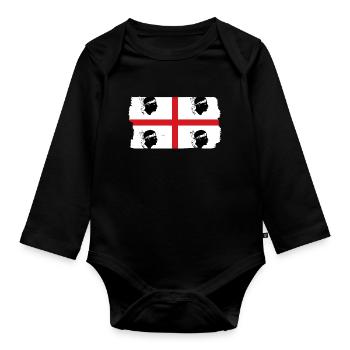 Sardinien Flagge Sardische Fahne Sardegna Fahne - Baby Bio-Langarm-Body - Schwarz - Vorne