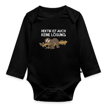 Sloth Faulenzer Süßes Faultier Geschenk - Baby Bio-Langarm-Body - Schwarz - Vorne