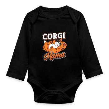 Corgi Mama für Damen - Baby Bio-Langarm-Body - Schwarz - Vorne