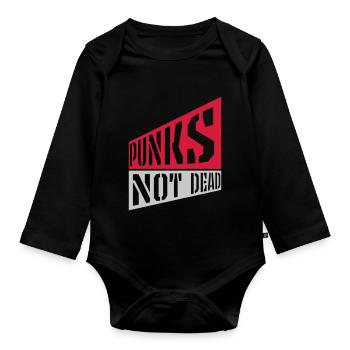 punks not dead quote - Organic Longsleeve Baby Bodysuit - black - Front