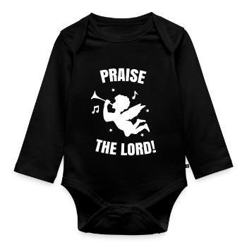 Praise the lord. Cherub angel - Organic Longsleeve Baby Bodysuit - black - Front