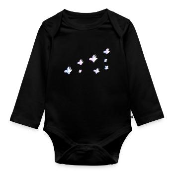 insekten symbol schmetterling glitzer rosa - Baby Bio-Langarm-Body - Schwarz - Vorne