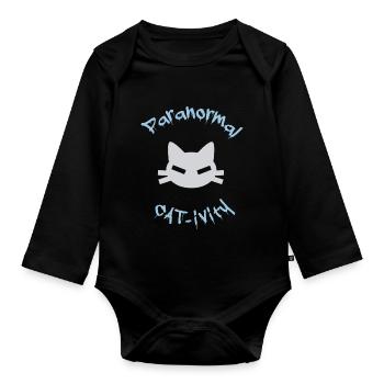 schaurig süße Katze mit lustigem Spruch - Baby Bio-Langarm-Body - Schwarz - Vorne