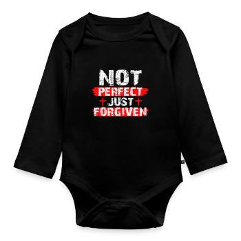 Not Perfect Just Foregiven Christian Gift - Organic Longsleeve Baby Bodysuit - black - Front