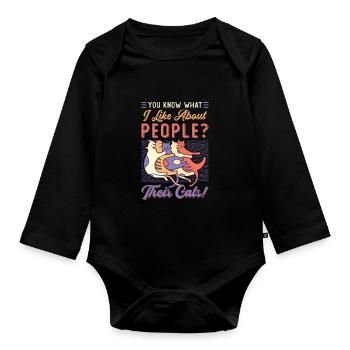 Vous savez ce que j’aime chez les gens et les chats. - Body Bébé bio manches longues - noir - Devant