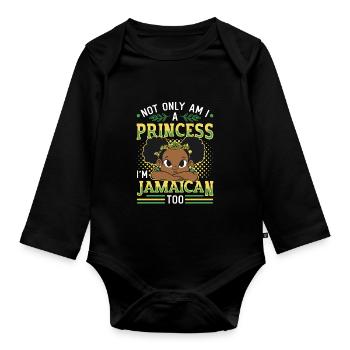 Jamaican Princess, I am Jamaican. - Organic Longsleeve Baby Bodysuit - black - Front