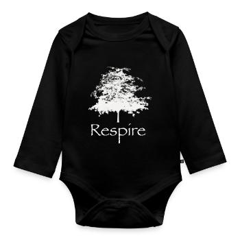 respire - nature, arbre et zen - Body Bébé bio manches longues - noir - Devant