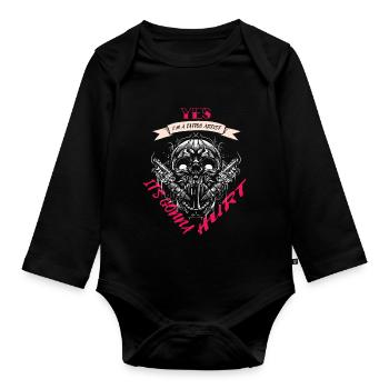 I am a tattoo artist, yes it will hurt - Organic Longsleeve Baby Bodysuit - black - Front