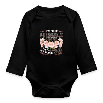 Mittlere Schwester, warum wir Regeln haben. - Baby Bio-Langarm-Body - Schwarz - Vorne