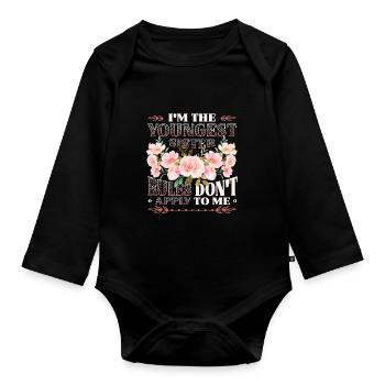 The rules for the youngest sister do not apply. - Organic Longsleeve Baby Bodysuit - black - Front