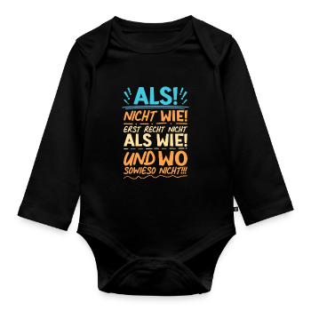 Grammatik Deutsch Lehrer und Lehrerin - Baby Bio-Langarm-Body - Schwarz - Vorne