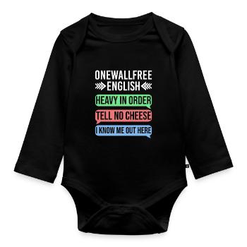 Onewallfree English für Englisch Lehrer Übersetzer - Baby Bio-Langarm-Body - Schwarz - Vorne