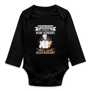 Geschlossen aber nicht Pleite für Bäcker - Baby Bio-Langarm-Body - Schwarz - Vorne