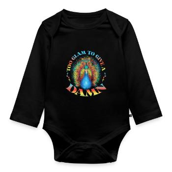Colorful Peacock - Organic Longsleeve Baby Bodysuit - black - Front