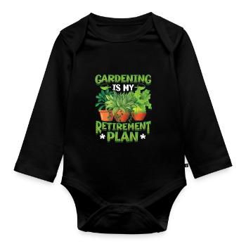 Gartenarbeit Ist Mein Ruhestandsplan Gärtner - Baby Bio-Langarm-Body - Schwarz - Vorne